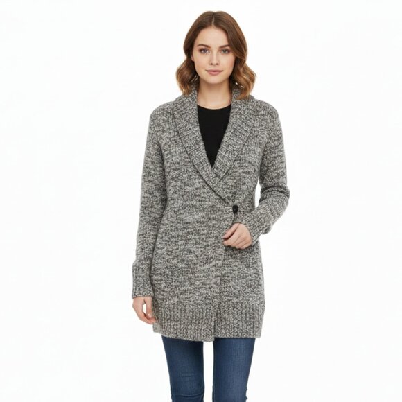 Talula Aritzia Wrap Cardigan Lambswool Cashmere Blend Gray - Picture 1 of 6